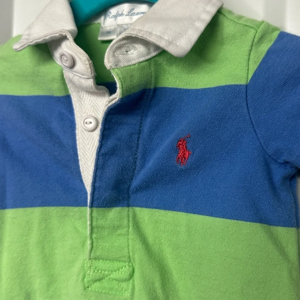Infant Boys Ralph Lauren Polo Collared Onesie Classic Preppy Baby Outfit Size 3M